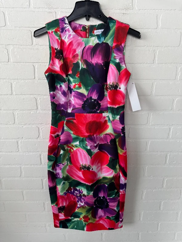 Year-End Sale long sleeve dressDress Party Short By Calvin Klein In Floral Print, Size: Xs Year-End Sale long sleeve dressDress Party Short By Calvin Klein In Floral Print, Size: Xs
